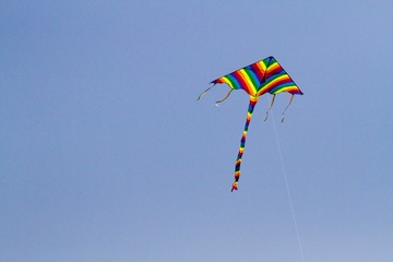 Children's favorite toy kite on windy days in spring