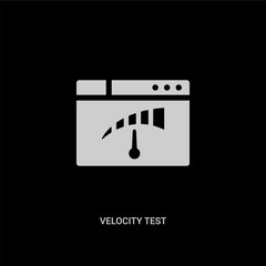 white velocity test vector icon on black background. modern flat velocity test from marketing concept vector sign symbol can be use for web, mobile and logo.