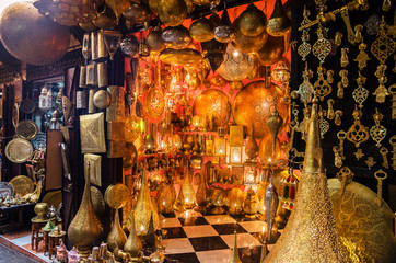 Traditional moroccan lamps on market in Fes, Morocco