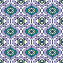 Seamless moroccan pattern,  geometric vintage print, multi color seamless background