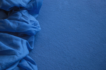 Two pieces of different deep blue fabrics