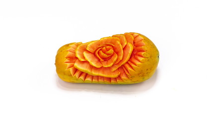Carving fruits and vegetables that are unique to Thai food	