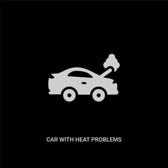 white car with heat problems vector icon on black background. modern flat car with heat problems from mechanicons concept vector sign symbol can be use for web, mobile and logo.