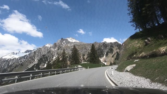 Climbing a Mountain road in a car in Tirol, Austria