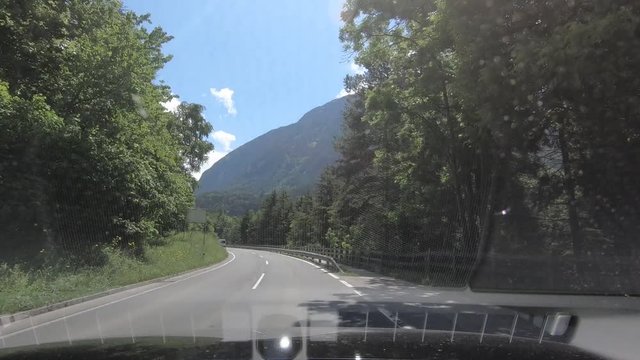 Driving a car on Mountain roads in Tirol, Austria