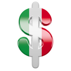 Italian dollar currency sign - Business 3d Italy flag symbol - Suitable for Italy, Europe or Rome related subjects