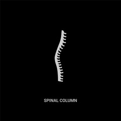 white spinal column vector icon on black background. modern flat spinal column from medical concept vector sign symbol can be use for web, mobile and logo.