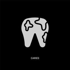 white caries vector icon on black background. modern flat caries from medical concept vector sign symbol can be use for web, mobile and logo.