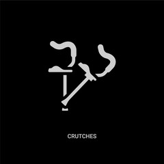 white crutches vector icon on black background. modern flat crutches from medical concept vector sign symbol can be use for web, mobile and logo.