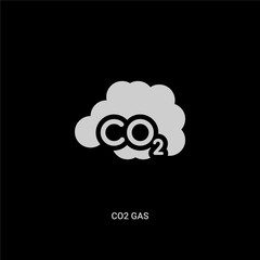 white co2 gas vector icon on black background. modern flat co2 gas from meteorology concept vector sign symbol can be use for web, mobile and logo.