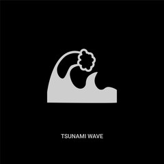 white tsunami wave vector icon on black background. modern flat tsunami wave from meteorology concept vector sign symbol can be use for web, mobile and logo.