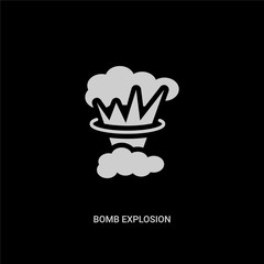 white bomb explosion vector icon on black background. modern flat bomb explosion from meteorology concept vector sign symbol can be use for web, mobile and logo.