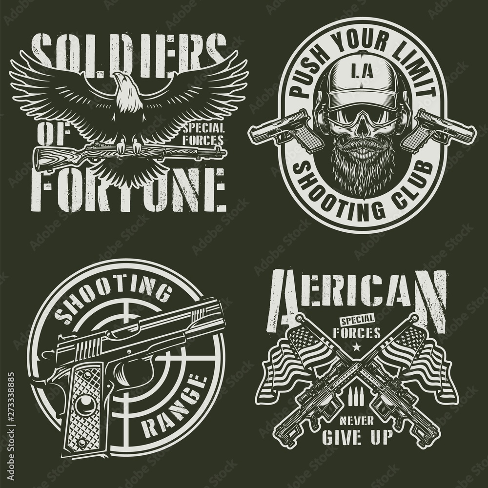 Canvas Prints vintage military emblems set