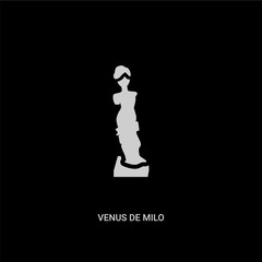 white venus de milo vector icon on black background. modern flat venus de milo from museum concept vector sign symbol can be use for web, mobile and logo.