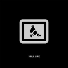 white still life vector icon on black background. modern flat still life from museum concept vector sign symbol can be use for web, mobile and logo.