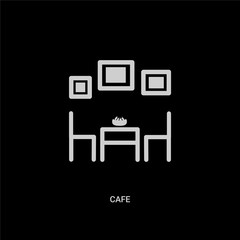 white cafe vector icon on black background. modern flat cafe from museum concept vector sign symbol can be use for web, mobile and logo.