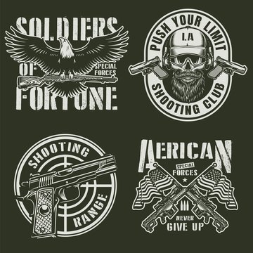 Vintage military emblems set