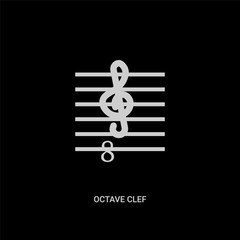 white octave clef vector icon on black background. modern flat octave clef from music and media concept vector sign symbol can be use for web, mobile and logo.