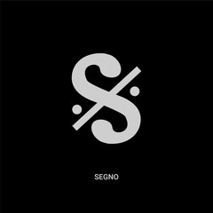 white segno vector icon on black background. modern flat segno from music and media concept vector sign symbol can be use for web, mobile and logo.