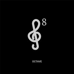 white octave vector icon on black background. modern flat octave from music and media concept vector sign symbol can be use for web, mobile and logo.