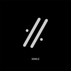 white simile vector icon on black background. modern flat simile from music and media concept vector sign symbol can be use for web, mobile and logo.