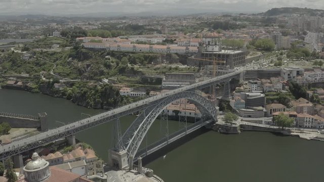 The city of Porto in Portugal, 4k aerial skyline drone ungraded/flat raw footage