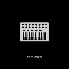 white synthesizer vector icon on black background. modern flat synthesizer from music and media concept vector sign symbol can be use for web, mobile and logo.