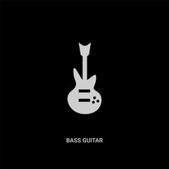 white bass guitar vector icon on black background. modern flat bass guitar from music and media concept vector sign symbol can be use for web, mobile and logo.