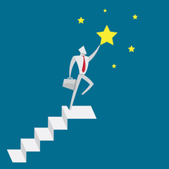 business people jump up star to goal origami paper style