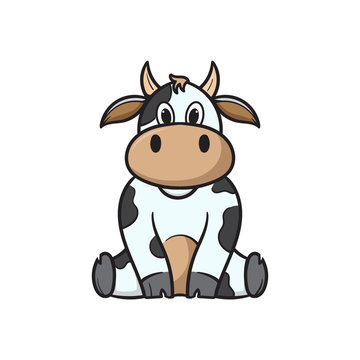 cute cartoon cow vector illustration