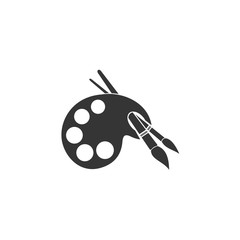 Painter palette and Paint brush icon symbol vector . paint brush logo designs Illustration