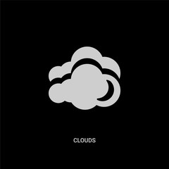 white clouds vector icon on black background. modern flat clouds from nature concept vector sign symbol can be use for web, mobile and logo.