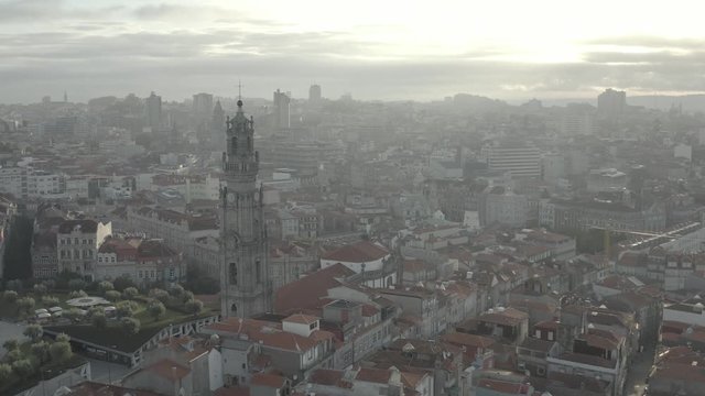 City of Porto in Portugal, 4k aerial drone skyline ungraded / raw footage