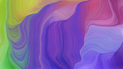 Obraz premium slate blue, yellow green and pale violet red colored and curved lines effect. modern dynamic background and creative wallpaper art drawing