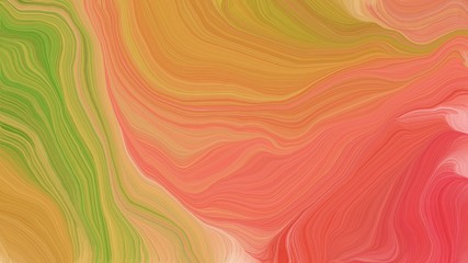 Obraz premium curved lines artwork with peru, moderate red and olive drab colors. abstract dynamic wallpaper background and creative drawing design. illustration art