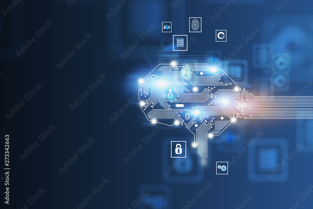 Poster artificial intelligence interface and icons