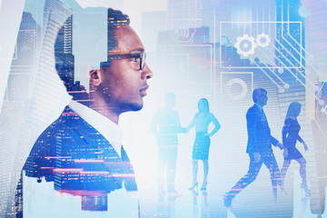 African business leader, team, digital interface