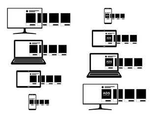 Online ad. Black vector icon