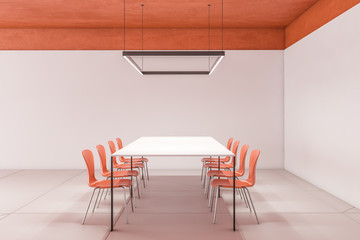 Orange ceiling office boardroom interior