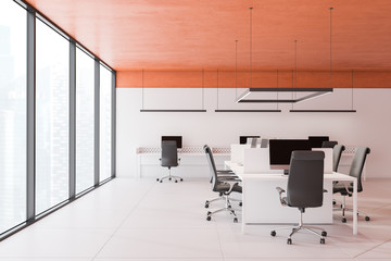 Orange ceiling open space office interior