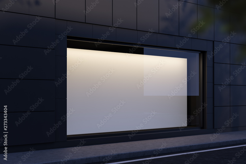 Poster horizontal mock up banner in shop window side view