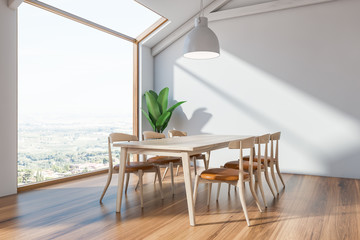 Attic Scandinavian dining room interior