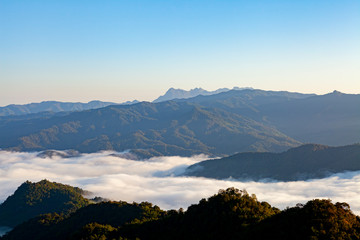 Mountain scenery during the sunrise