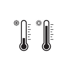Thermometer icon set. Hot and cold weather. Vector