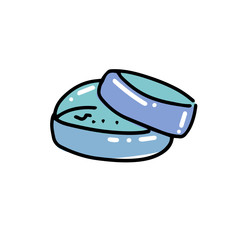 Petri dish line icon, outline vector sign, linear style pictogram isolated on white. Symbol, logo illustration. Chemical equipment in color outlined childish doodle style. Kid chemistry and science