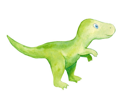 Cute watercolor dinosaur. Watercolor childish set