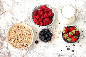 Bowl of oatmeal and fresh berries