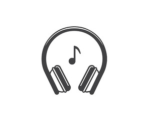 Modern headphone icon with music sign vector 