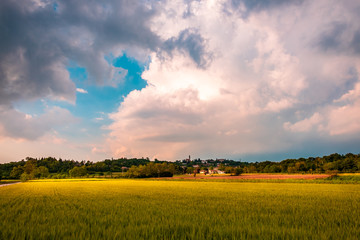 Fototapeta na wymiar Storm in the fields of Friuli Venezia-Giulia