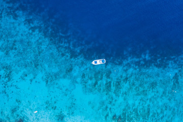 Aerial view over beach Playa Kalki on the western side of  Curaçao/Caribbean /Dutch Antilles
